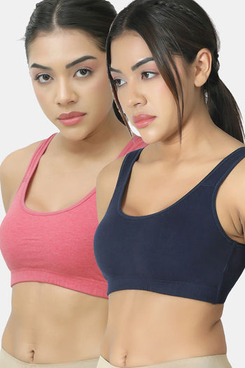 Buy Lady Lyka Soft Strechable Sports Bra (Pack of 2) - Multicolor